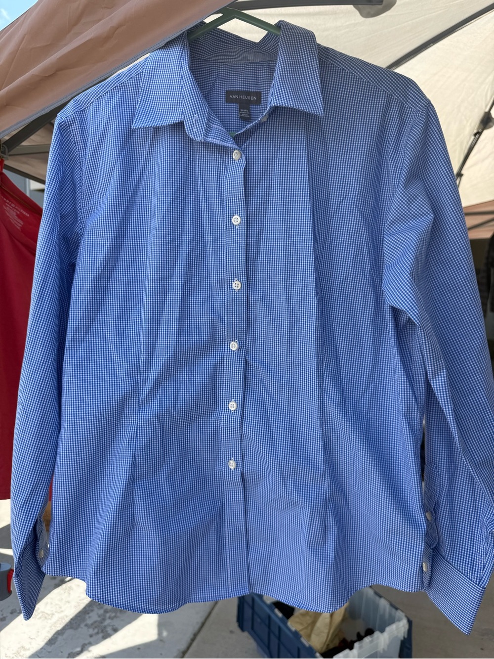Van Heusen Blue Micro-Check Button-Down Shirt